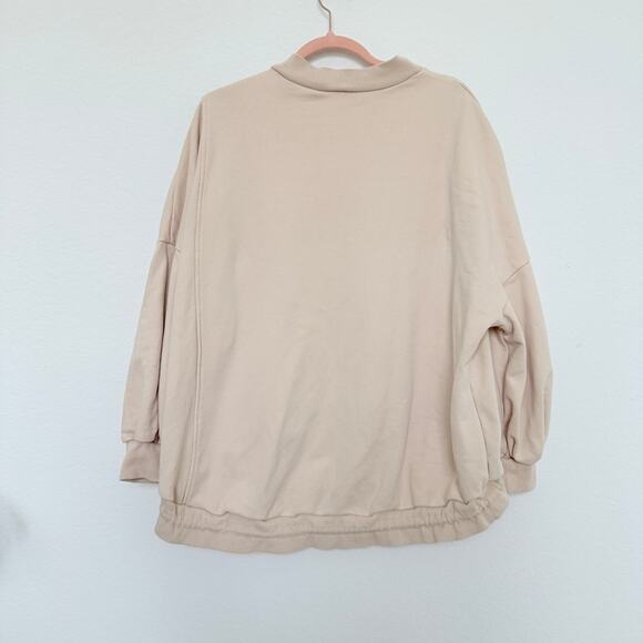 Nap Crew Neck Drawstring Waist Loungewear Oversized Sweatshirt Cream Size XL - Picture 6 of 7